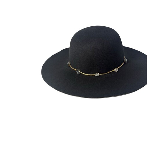 Juicy Couture Black Wide Brim Floppy Hat Bejeweled w/ Gold Chains Fast Shipping - Picture 11 of 16